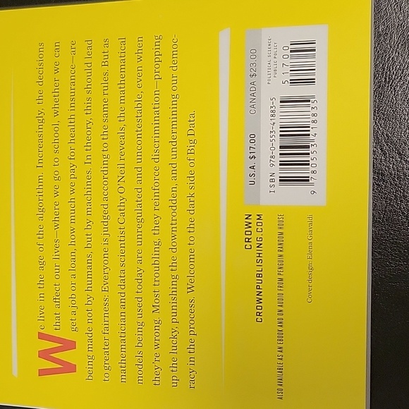 Weapons of Math Destruction book novel Cathy O'Neil New York Times Bestseller - Picture 4 of 4
